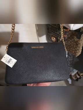 Michael Kors Black Crossbody with Gold Chain NWT